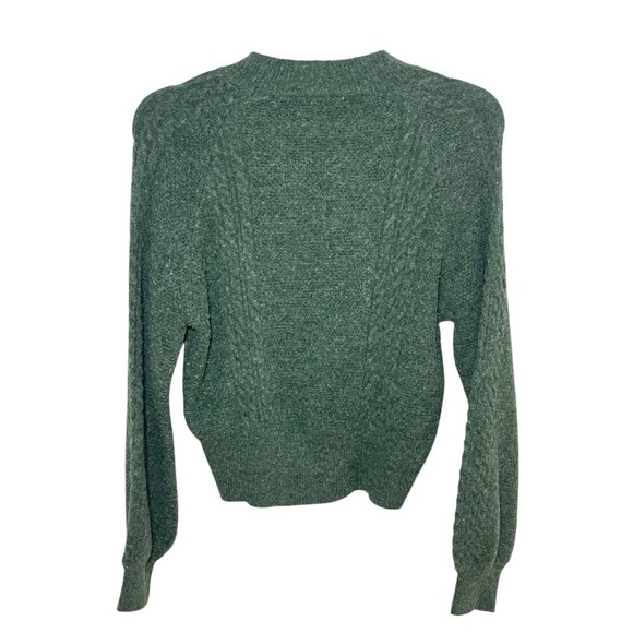 Listicle Green long sleeve textured cable sweater size L - Picture 2 of 7